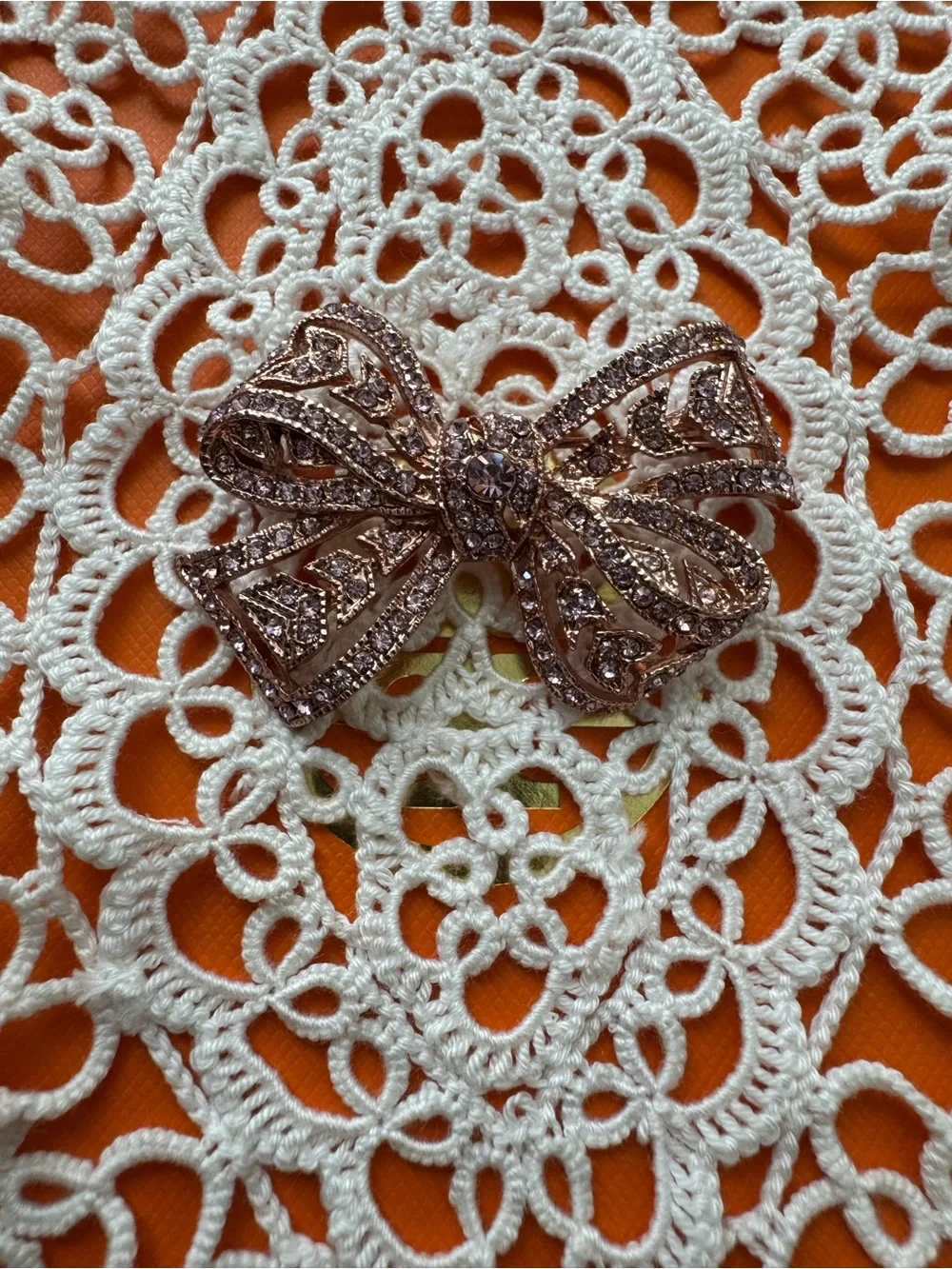 Sparkling Rose Gold Bow Crystal Brooch - Women Jewelry